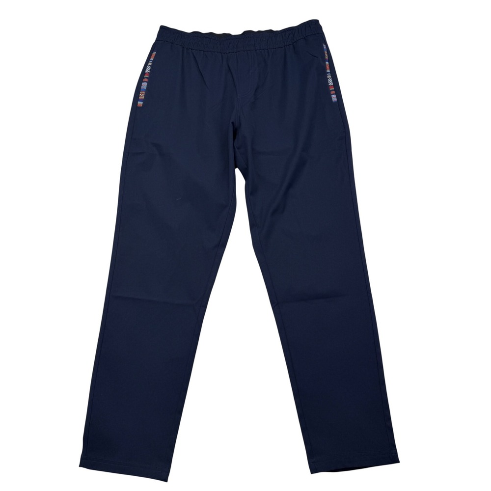 Wowie Sapien Pant Sz Large Elastic Waist Woven Pocket Trim Navy Blue Performance